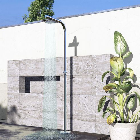 Ducha Tubular em Aço Inox 2´´ com chuveiro de 25x25 cm