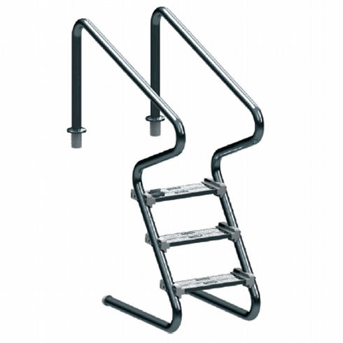 Escada em aço inox Comfort 2´´ com 3 degraus duplos em aço inox