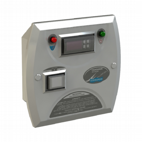 Controla o aquecimento da água da piscina através de um termostato digital